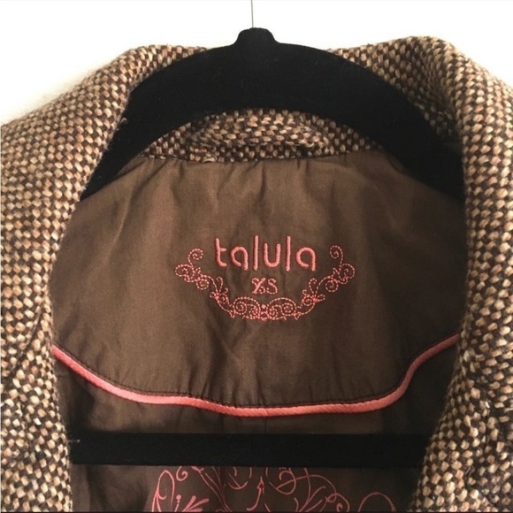 (SOLD) Aritzia Talula Brown Tweed Wool Blend Button Front Blazer Jacket XS - Picture 4 of 9